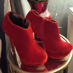 Promise Red Heeled Ankle Boots